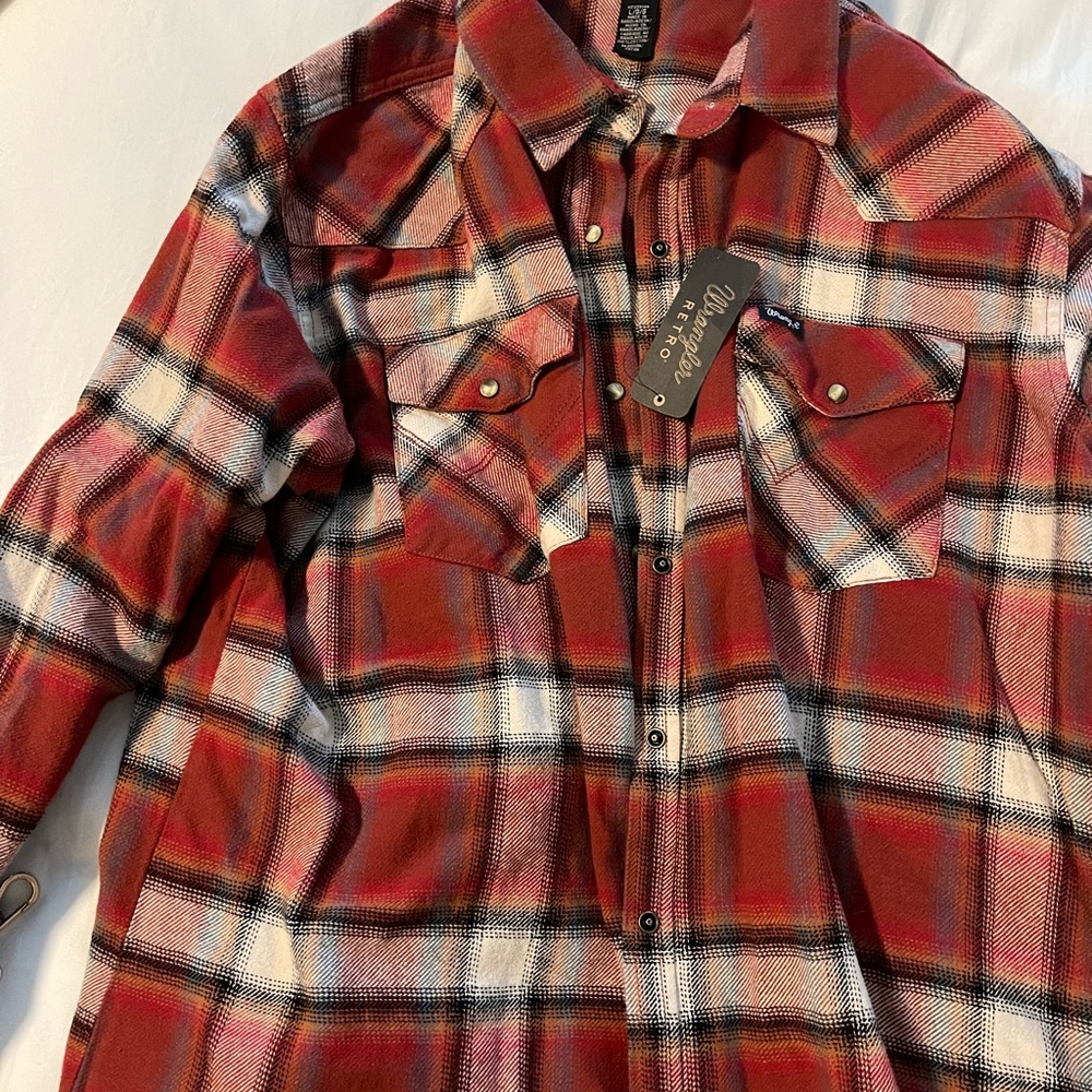 Red and Black Plaid Button-Up Shirt
